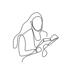 Continuous Line Drawing Of Someone Reading A Book