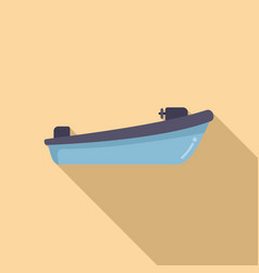 Wood Rescue Boat Icon Flat Sea Flood