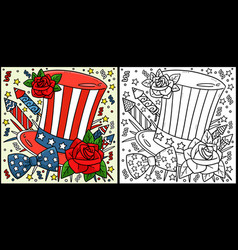 4th Of July American Top Hat Coloring