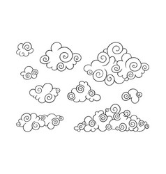 Chinese Clouds Set Decorative Asian Clouds For