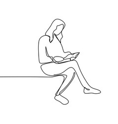 Continuous Line Drawing Of Someone Reading A Book