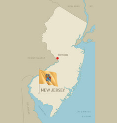 Map Of New Jersey Usa Federal State With Waving