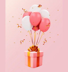 Mock Up Of Gift Box And Balloons On Pink