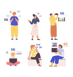 People Using 5g Internet Network Technology Flat