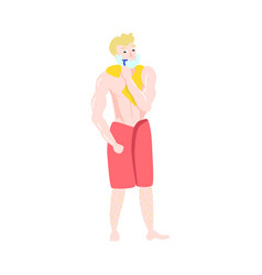 Flat Man In Towel Neck Cheek Hair Removal