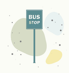 Bus Stop Icon On Multicolored Background