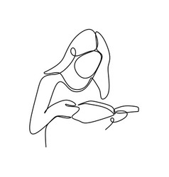 Continuous Line Drawing Of Someone Reading A Book