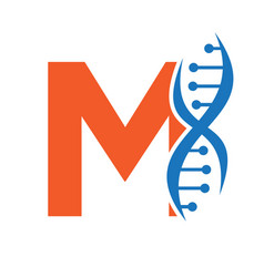 Dna Logo On Letter M Template For Healthcare