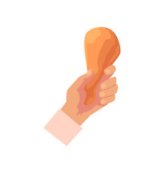 Flat Hand Holding Chicken Leg Drumstick