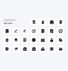 25 High School Solid Glyph Icon Pack