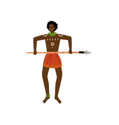 African warrior with spear in dance Royalty Free Vector