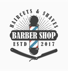 Barber shop building facade with signboard Vector Image