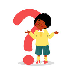 Child Shrugging Shoulders Next To Question Mark