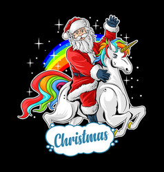 Cute Santa Claus Rides Unicorn