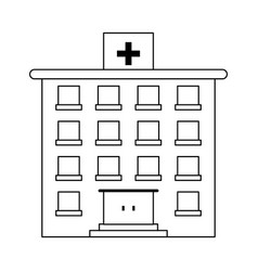 Hospital building symbol isolated black and white Vector Image