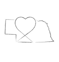 Nebraska Us State Hand Drawn Pencil Sketch Outline