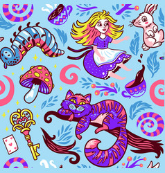 Alice In Wonderland Seamless Pattern