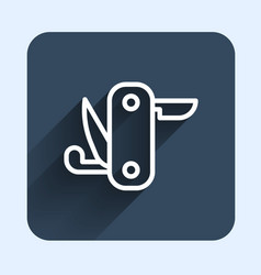 White Line Swiss Army Knife Icon Isolated