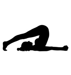 Yoga Woman In A Pose Halasana Silhouette