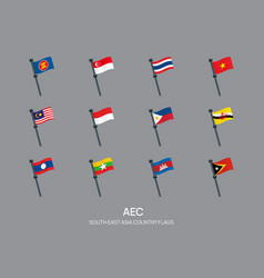 Southeast Asia Countries Flags Set And Aec