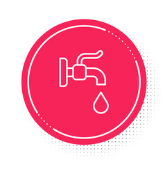 White Line Water Tap Icon Isolated On