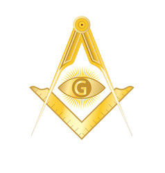 Golden Masonic Square And Compass Symbol