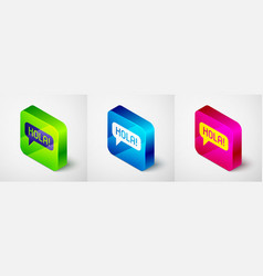 Isometric Hola In Different Languages Icon