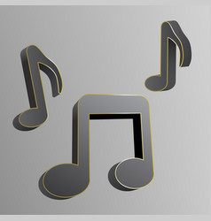 3d Flying Music Notes From Melody On Gray