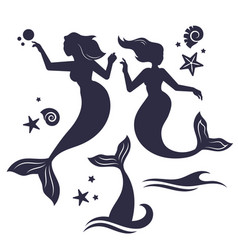 Flat Design Mermaid Silhouette