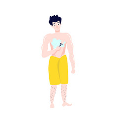 Flat Man In Towel Neck Cheek Hair Removal