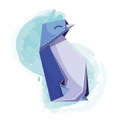 Isolated Cute Penguin Origami Sketch Icon