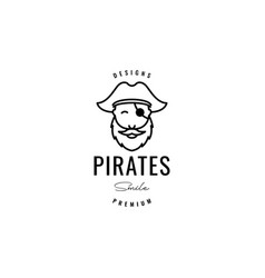 Old Man Face Bearded Pirate Hipster Logo Design