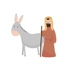 Nativity Scene Cartoon Joseph And Donkey Flat