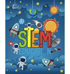 Stem Education Logo With Space Objects In Space