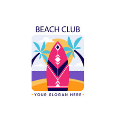 Flat Design Beach Club Logo Template