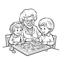 Grandmother And Grandchildren Playing Board Games