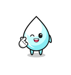 Milk Drop Character Doing Korean Finger Heart