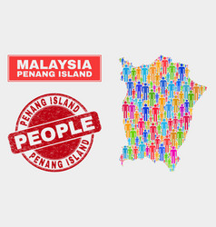 Penang Island Map Population People And Scratched