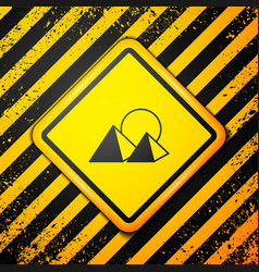 Black Egypt Pyramids Icon Isolated On Yellow