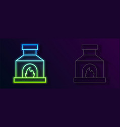 Glowing Neon Line Blacksmith Oven Icon Isolated