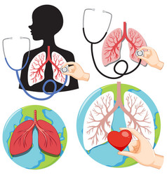 Set Of Human Lung Icons For Medical And Health