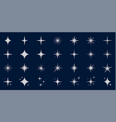 Sparkle Silver Star Silhouette Icon Set Glow