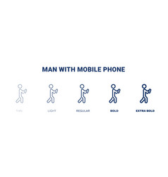 Man With Mobile Phone Icon Thin Light Regular