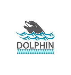 Dolphin Emblem With Sea Waves