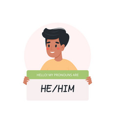 Gender Pronouns - Man Holding Sign With Pronoun