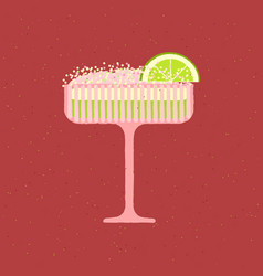 Margarita Cocktail Glass With Lime Flat