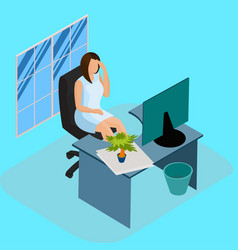 Workplace Businesswoman Working At The Computer