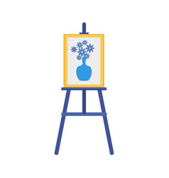 Blue Vase With Flowers Painting On Easel Simple