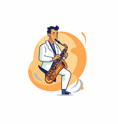 Cartoon Jazz Musician Playing Saxophone Flat