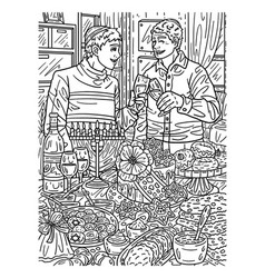 Hanukkah Men Celebrating Coloring Page For Adults